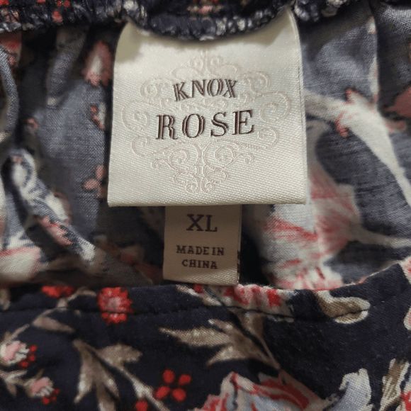 Knox Rose Boho Black Red Floral Tiered Vented Button Front Maxi Skirt Size XL - Picture 11 of 11